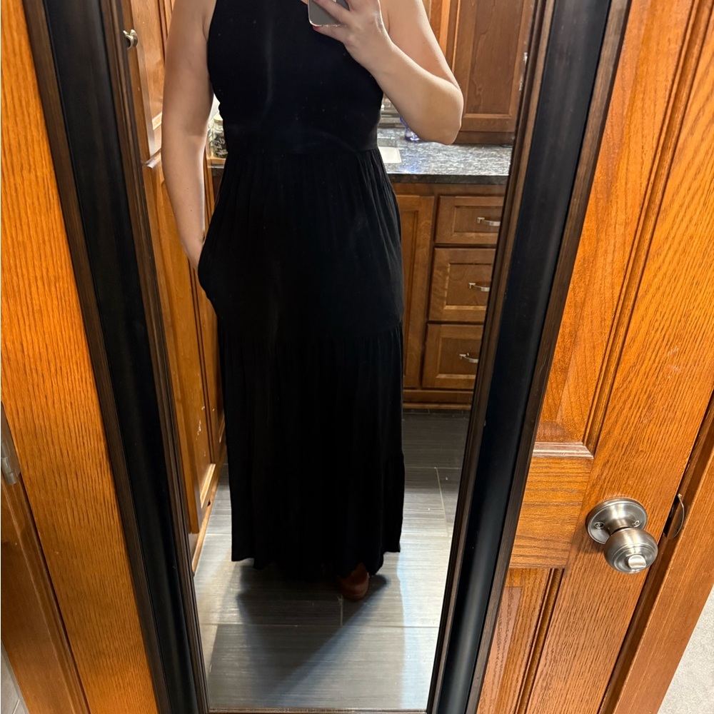 Black One Shoulder Jersey Knit Maxi Dress